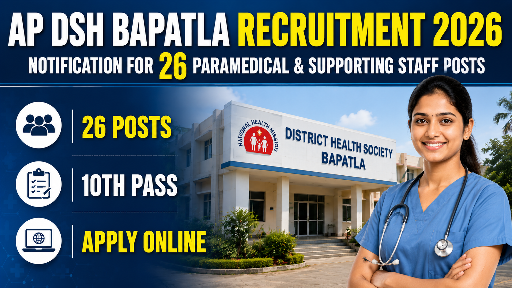 AP DSH Bapatla Recruitment 2026 Notification for 26 Paramedical & Supporting Staff Posts