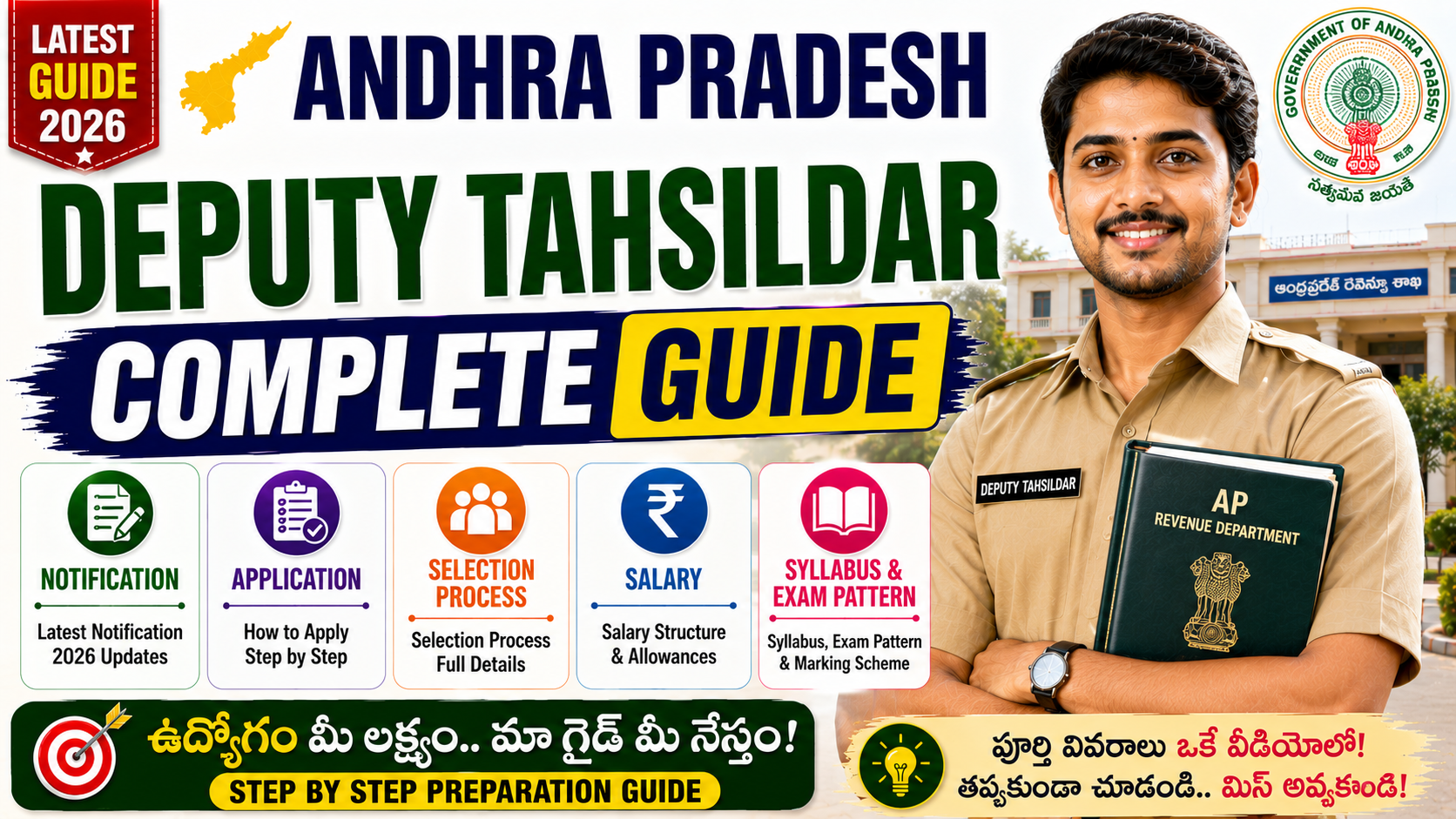 AP Deputy Tahsildar Notification Guide 2026 with syllabus, exam pattern, salary, qualification, selection process and preparation tips.