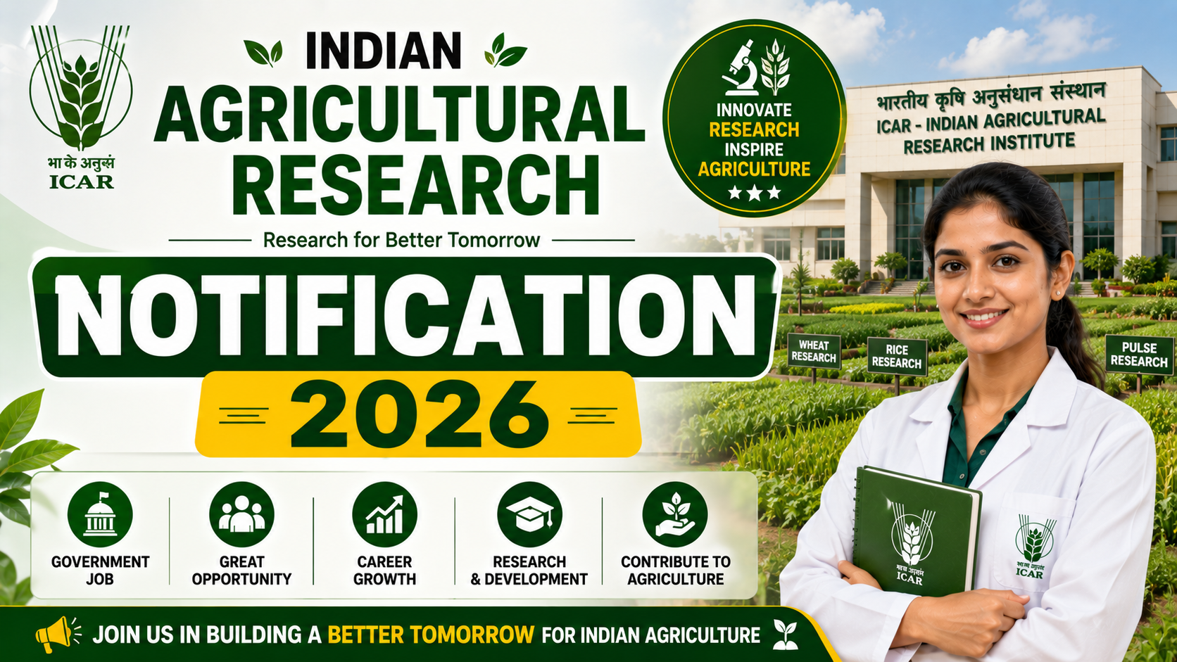 ICAR IARI Junior Research Fellow Recruitment 2026 Walk-in Interview