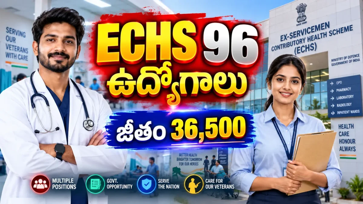 ECHS Telangana and AP Recruitment 2026 for 96 Medical and Non-Medical Posts